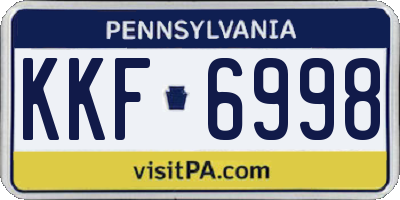 PA license plate KKF6998