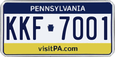 PA license plate KKF7001
