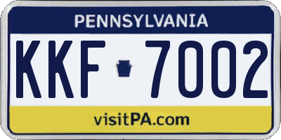 PA license plate KKF7002