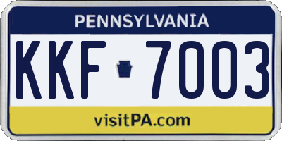 PA license plate KKF7003