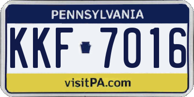 PA license plate KKF7016