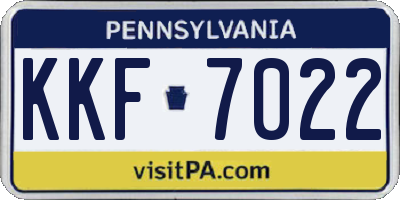 PA license plate KKF7022