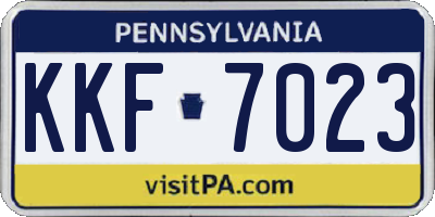 PA license plate KKF7023