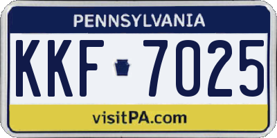 PA license plate KKF7025
