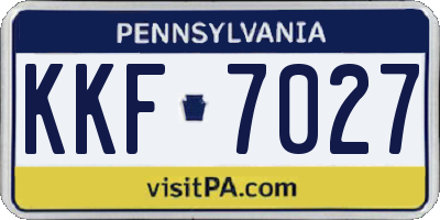 PA license plate KKF7027