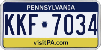 PA license plate KKF7034