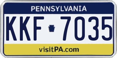PA license plate KKF7035
