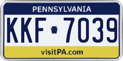PA license plate KKF7039