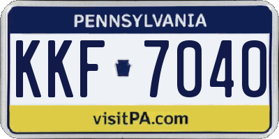 PA license plate KKF7040