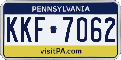 PA license plate KKF7062