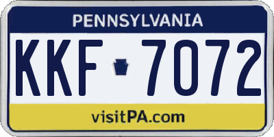 PA license plate KKF7072