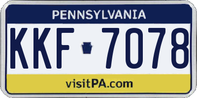 PA license plate KKF7078
