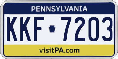 PA license plate KKF7203