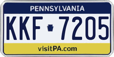 PA license plate KKF7205