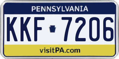 PA license plate KKF7206