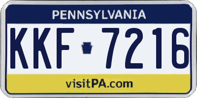 PA license plate KKF7216