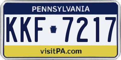 PA license plate KKF7217