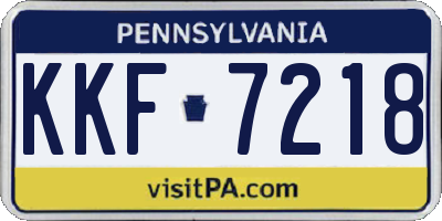 PA license plate KKF7218