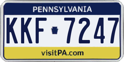 PA license plate KKF7247