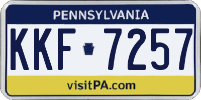 PA license plate KKF7257