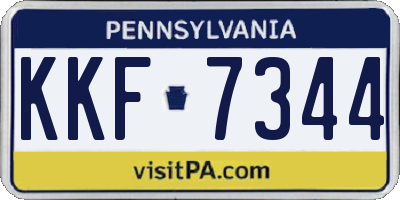 PA license plate KKF7344