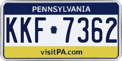 PA license plate KKF7362