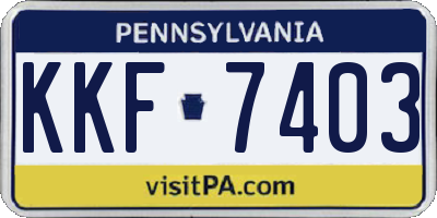 PA license plate KKF7403