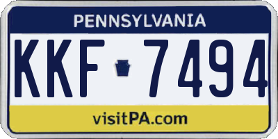 PA license plate KKF7494