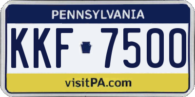 PA license plate KKF7500