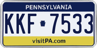 PA license plate KKF7533