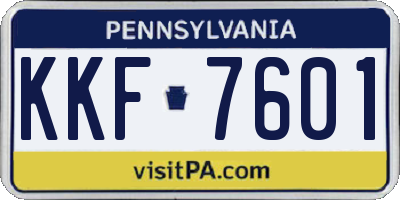 PA license plate KKF7601