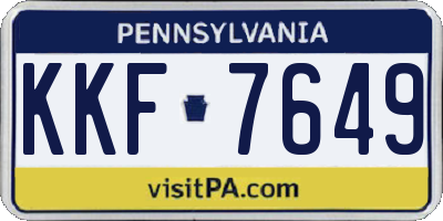 PA license plate KKF7649