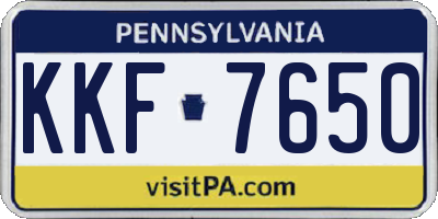 PA license plate KKF7650
