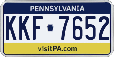 PA license plate KKF7652