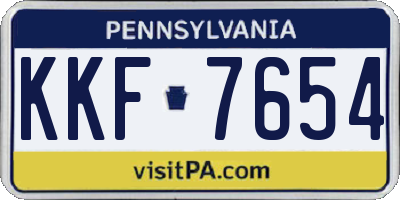 PA license plate KKF7654