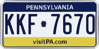 PA license plate KKF7670