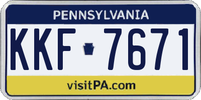 PA license plate KKF7671