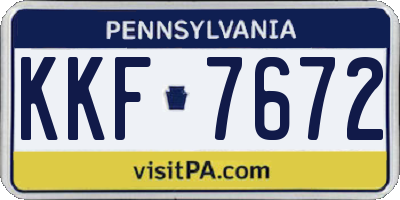 PA license plate KKF7672