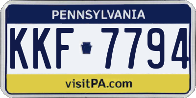 PA license plate KKF7794