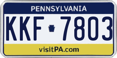 PA license plate KKF7803