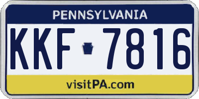PA license plate KKF7816