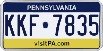 PA license plate KKF7835