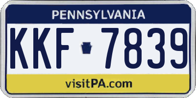 PA license plate KKF7839