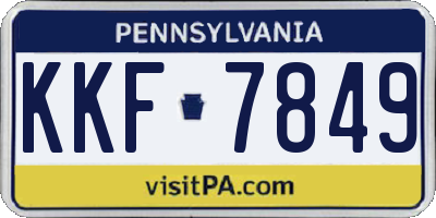 PA license plate KKF7849