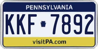 PA license plate KKF7892