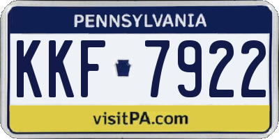 PA license plate KKF7922
