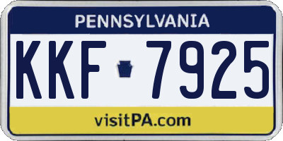 PA license plate KKF7925