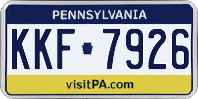 PA license plate KKF7926