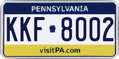 PA license plate KKF8002