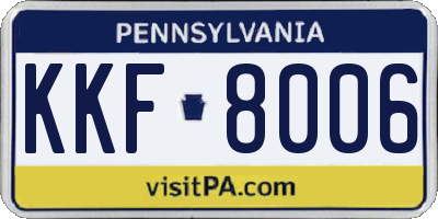 PA license plate KKF8006